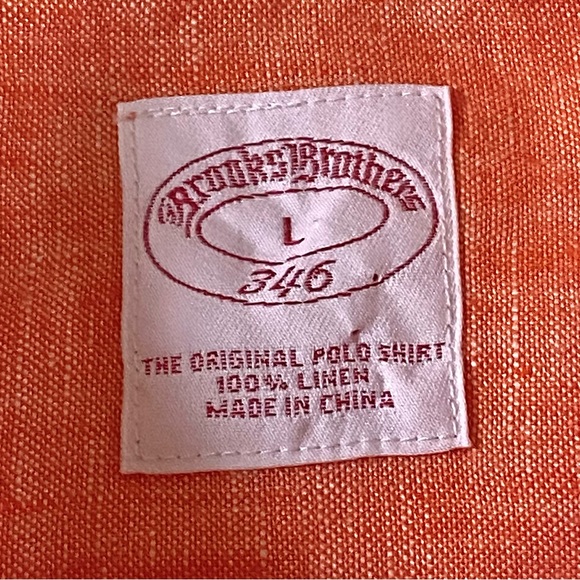 BROOKS BROTHERS 346 MEN’S 100% LINEN SHIRT ORANGE SIZE LARGE - Picture 9 of 15